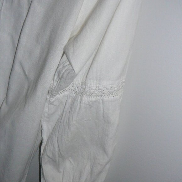 Eucalyptus White Embroidered 3/4 Sleeve Peasant Button Blouse-Size Lg-Guatemala - Picture 3 of 6